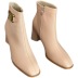 square toe soft leather thick-heeled small short boots Nihaostyles wholesale clothing vendor NSCA72174