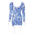 fashion print drawstring pleated dress Nihaostyles wholesale clothing vendor NSLJ72187