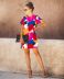 Round Neck Short-Sleeved Multi-Color Stitching Printed Dress NSJRM72207