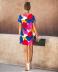 Round Neck Short-Sleeved Multi-Color Stitching Printed Dress NSJRM72207