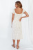 short-sleeved polka-dot chest lace-up hem slit dress Nihaostyles wholesale clothing vendor NSJRM72215