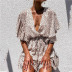 Deep V-Neck Loose Chiffon Ruffled Beach Dress NSJRM72219