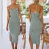 cotton sling split solid color mid dress Nihaostyles wholesale clothing vendor NSJRM72234