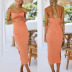 cotton sling split solid color mid dress Nihaostyles wholesale clothing vendor NSJRM72234