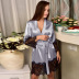 Long-Sleeved Lace Gown Imitation Silk Tie Pajamas NSHYG72267