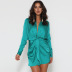 V-Neck Sleeved Imitation Silk Dress NSHYG72270