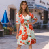 Slim floral printed dress with belt nihaostyles clothing wholesale NSHYG72288