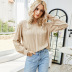 folds solid color loose t-shirts Nihaostyles wholesale clothing vendor NSLM72306