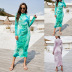  collar long-sleeved tight elastic tie-dye printing dress Nihaostyles wholesale clothing vendor NSLM72309