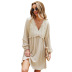 long-sleeved V-neck sexy dress A-line dress Nihaostyles wholesale clothing vendor NSKA72314