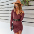 elegant V-neck solid color dress Nihaostyles wholesale clothing vendor NSKA72317