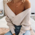 solid color sexy deep V sweater Nihaostyles wholesale clothing vendor NSMUZ72391