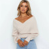 solid color sexy deep V sweater Nihaostyles wholesale clothing vendor NSMUZ72391