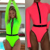 fluorescent color zipper waist one-piece bikini swimsuit Nihaostyles wholesale clothing vendor NSMUZ72392