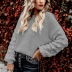 thickened open navel loose puff sleeve knitted sweater Nihaostyles wholesale clothing vendor NSJIN72670