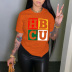 Hbcu Hollow Letter Print Casual Short-Sleeved T-Shirt NSYAY73756