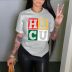 Camiseta de manga corta informal con estampado de letras huecas de Hbcu NSYAY73756