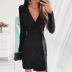 female’s V-neck Folded Shoulder Slim Belt Dress nihaostyles clothing wholesale NSXPF72468