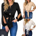 women s stitching lace-up hollow long-sleeved shirt nihaostyles clothing wholesale NSXPF72471