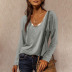 women‘s round neck contrast long-sleeved T-shirt nihaostyles clothing wholesale NSXPF72484