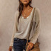 women‘s round neck contrast long-sleeved T-shirt nihaostyles clothing wholesale NSXPF72484