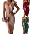 women s slim elastic slant collar ruffled sleeve dress nihaostyles clothing wholesale NSXPF72490