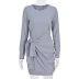 women s stretch shrink slim fit belt long-sleeved dress nihaostyles clothing wholesale NSXPF72492