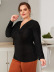 women s Plus size V-neck slim bright silk long-sleeved top nihaostyles clothing wholesale NSCX72530