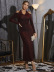 women s strapless slim long-sleeved bright silk dress nihaostyles clothing wholesale NSCX72535