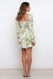 printed square neck waist long sleeve dress Nihaostyles wholesale clothing vendor NSCX72539