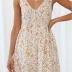 Printed Sling Sleeveless V-neck Pleated Dress Nihaostyles wholesale clothing vendor NSCX72541