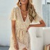 Slim V-neck Printed Short Sleeve Dress Nihaostyles wholesale clothing vendor NSCX72568