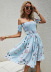 One-Shoulder Waist Printed Dress NSCX72583