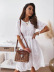 White Embroidered Round Neck Hollow Short Sleeve Dress NSCX72585