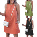 women‘s loose casual pocket round neck solid color sleeveless dress nihaostyles clothing wholesale NSKL72600