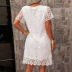 female round neck lace short-sleeve dress two-piece suit nihaostyles clothing wholesale NSKL72615