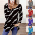 stripe printing loose long-sleeved T-shirt Nihaostyles wholesale clothing vendor NSLZ72621