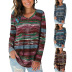 striped printing loose V-neck t-shirt Nihaostyles wholesale clothing vendor NSLZ72629