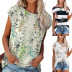 Camiseta de manga corta con estampado de flores y cuello redondo suelto, vendedor al por mayor de ropa de Nihaostyles NSLZ72630
