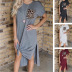 leopard print pocket stitching short-sleeved dress Nihaostyles wholesale clothing vendor NSLZ72635