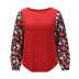 Camiseta de manga larga de punto con cuello redondo floral para mujer, ropa de nihaostyles al por mayor NSHYG72672