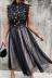lace stitching mesh sleeveless mid-length dress Nihaostyles wholesale clothing vendor NSMS72696