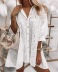 loose solid color hollow single-breasted long shirt dress Nihaostyles wholesale clothing vendor NSMS72699