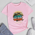 women s Cartoon car landscape painting print short-sleeved T-shirt nihaostyles clothing wholesale NSYAY73759