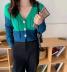 women s color-blocking knitted short cardigan nihaostyles clothing wholesale NSBY76851