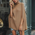 Suéter suelto de capa suelta con cuello alto de color sólido para mujer, ropa de nihaostyles al por mayor NSBY76856