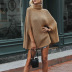 Suéter suelto de capa suelta con cuello alto de color sólido para mujer, ropa de nihaostyles al por mayor NSBY76856