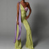 women s one-shoulder ribbon one-piece wide-leg jumpsuit nihaostyles clothing wholesale NSFD78206