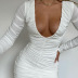 women s slim pleated V-neck dress nihaostyles clothing wholesale NSFR78235