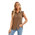 women s pure color jacquard ruffled sleeveless chiffon shirt nihaostyles clothing wholesale NSSI78254